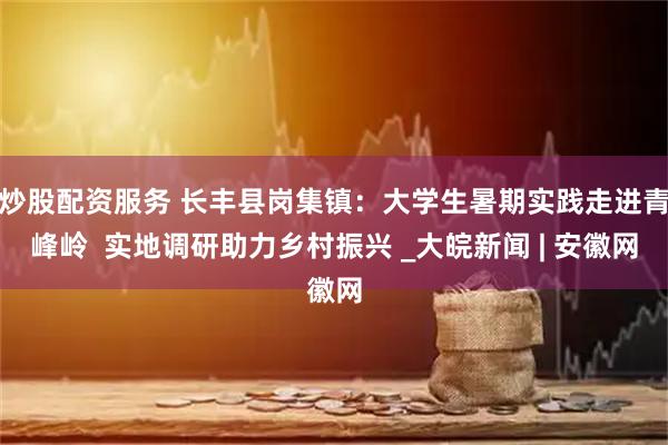 炒股配资服务 长丰县岗集镇：大学生暑期实践走进青峰岭  实地调研助力乡村振兴 _大皖新闻 | 安徽网